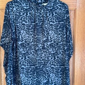 Cato Black and Gray Leopard Print Blouse